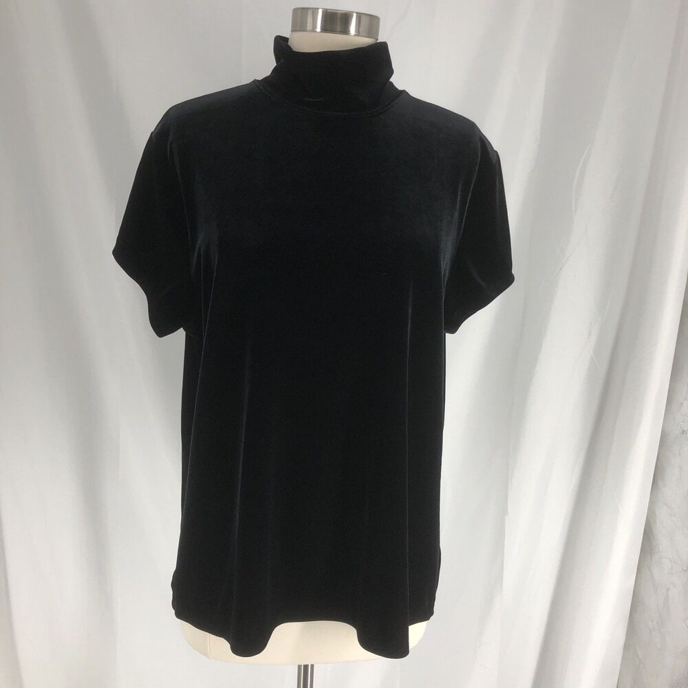 Coldwater Creek Women’s TurtleNeck Velvet X-Large Short Sleeve Black